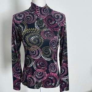Athleta Spiral Patterned Pullover in Pink and Black